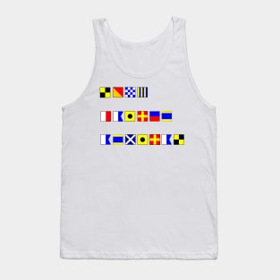 LONG HAIRED ADMIRAL SPELT IN NAUTICAL FLAGS . Tank Top